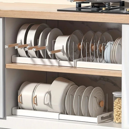 Expandable Kitchen Cabinet Pot Organizer